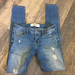 Hollister light wash skinny jeans.